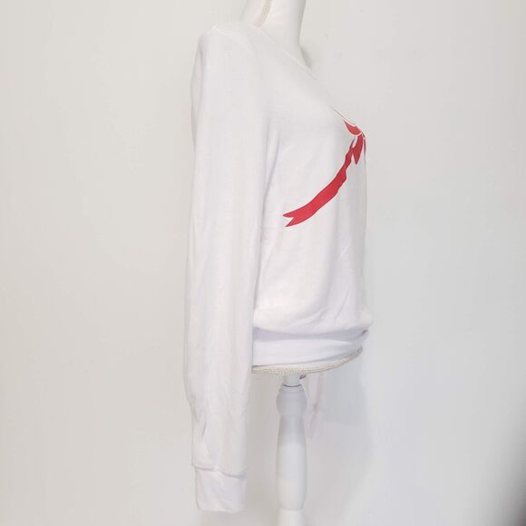 NEW!! Wildfox SIZE S Gift Wrapped Bow White Lightweight Sweater Sweatshirt Top - Picture 2 of 12